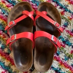 Red Birkenstock sandals size 41